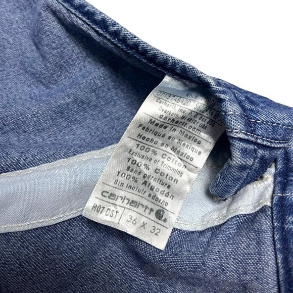 Carhartt Vintage 90s Y2K Denim Jean Work Overalls - Mens 36 x 32 - Picture 6 of 6